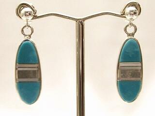 Genuine Turquoise Earrings set in Sterling Silver. Navajo Made.