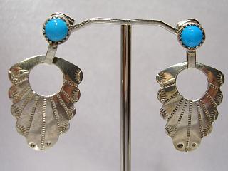 Genuine Turquoise Earrings Navajo made.