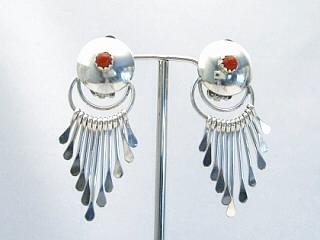 Genuine Coral set in Sterling Silver Post Earrings. Created by Navajo Artist Pauline Armstrong.