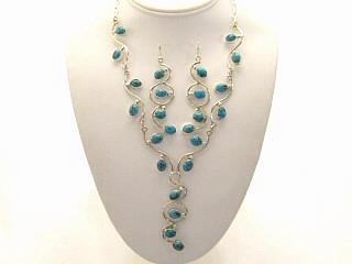 Genuine Spider Web Turquoise set in Sterling Silver. Beautiful Necklace and Earrings Set. Created by Navajo Artist Charlene Yazzie.