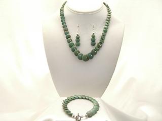 Genuine Nevada Turquoise with Sterling Silver Clasp. Necklace, Earrings and Bracelet Set. Navajo Made.