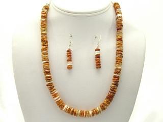 Genuine Spiny Oyster Shell with Sterling Silver Chain and Clasp. Necklace and Earrings Set. Navajo Made.