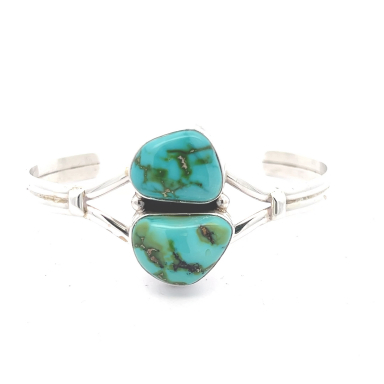 Genuine Sonoran Turquoise Sterling Silver Native American Bracelet