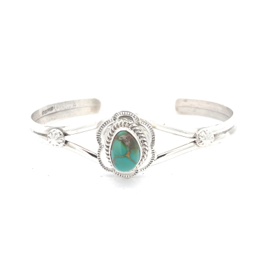 Genuine Sonoran Turquoise Sterling Silver Navajo Bracelet
