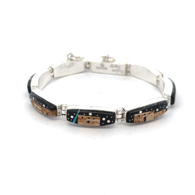 Calvin Begay Starry Night in the Pueblo Sterling Silver Bracelet