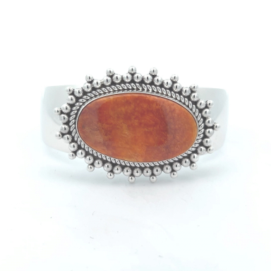 Artie Yellowhorse Genuine Spiny Oyster Shell Sterling Silver Bracelet