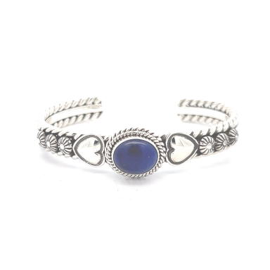 Artie Yellowhorse Genuine Blue Lapis Sterling Silver Bracelet