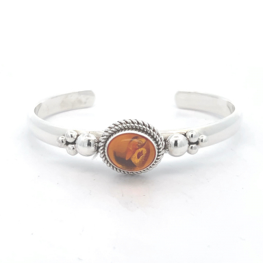 Artie Yellowhorse Genuine  Amber Sterling Silver Navajo Bracelet