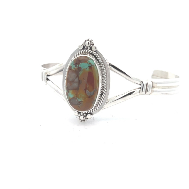 Genuine Boulder Turquoise Sterling Silver Navajo Bracelet