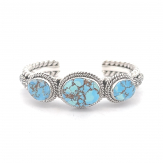 Navajo Artist Artie Yellowhorse Golden Hill Turquoise Sterling Silver Bracelet