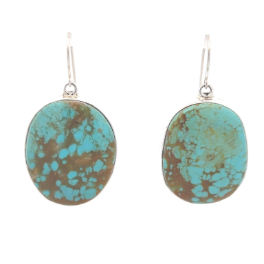 Turquoise Jewelry Genuine Number 8 Mine Turquoise Sterling Silver Earrings