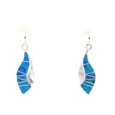Calvin Begay Blue Opal Sterling Silver Earrings