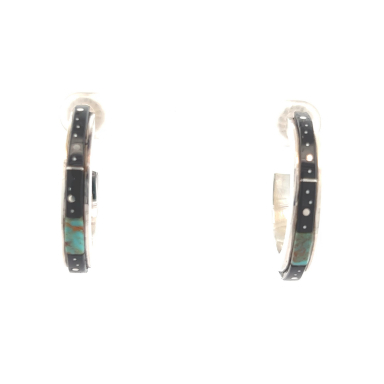 Calvin Begay Night Sky Sterling Silver Hoop Earrings