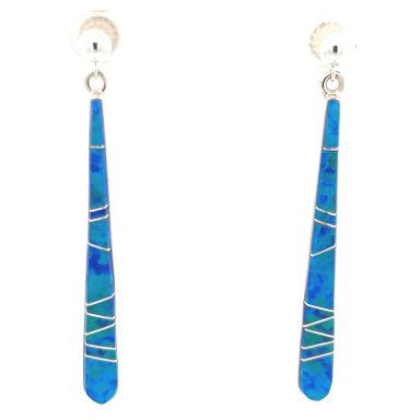 Calvin Begay Fire and Ice Opal Sterling Silver Earrings