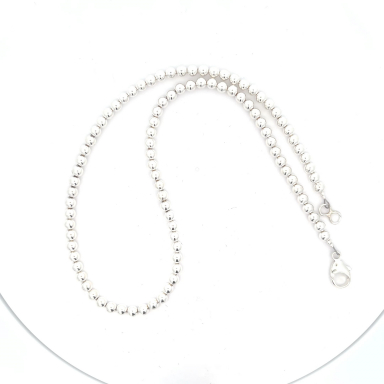 18" long, 5mm Sterling Silver Bead Necklace