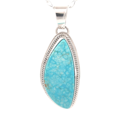 Genuine Kingman Water Web Turquoise Sterling Silver Pendant