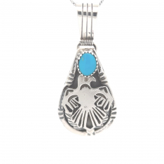 Genuine Sleeping Beauty Turquoise Sterling Silver Native American Pendant