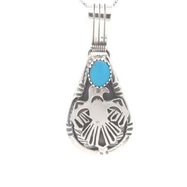 Genuine Sleeping Beauty Turquoise Sterling Silver Native American Pendant