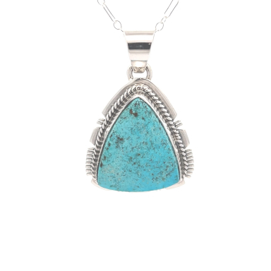 Genuine Kingman Turquoise Sterling Silver Native American Pendant
