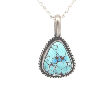 Genuine Golden Hill Turquoise Sterling Silver Pendant