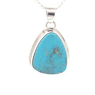 Genuine Kingman Turquoise Sterling Silver Native American Pendant
