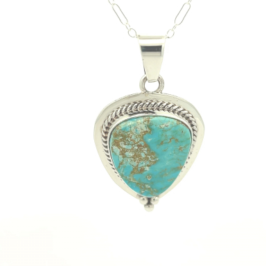 Genuine Kingman Turquoise Sterling Silver Native American Pendant