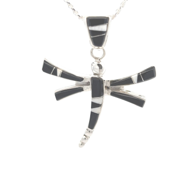 Calvin Begay Genuine Acoma Jet Sterling Silver Navajo Pendant