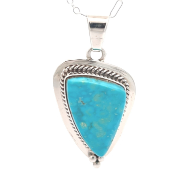 Native American Jewelry Kingman Turquoise Sterling Silver Pendant