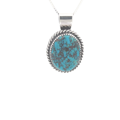 Genuine Kingman Turquoise Sterling Silver Pendant