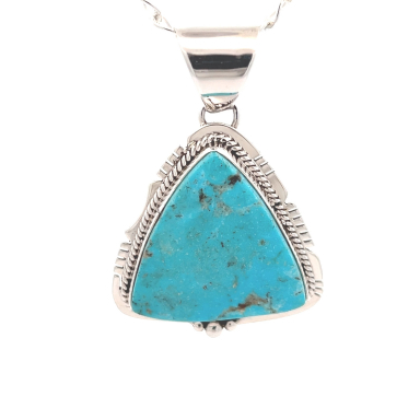 Genuine Kingman Turquoise Sterling Silver Native American Pendant