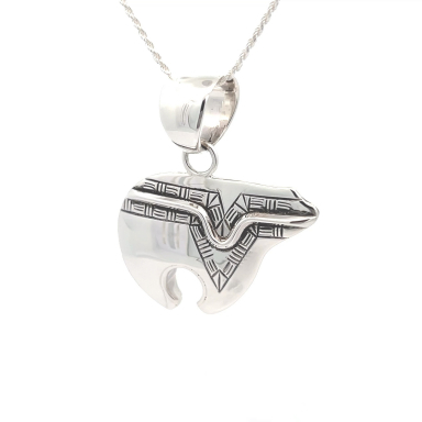 Navajo Artist Artie Yellowhorse Sterling Silver Bear Pendant