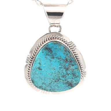 Genuine Kingman Turquoise Sterling Silver Native American Pendant