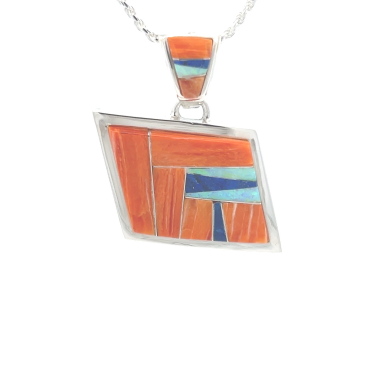 Calvin Begay Genuine Spiny Oyster Shell Sterling Silver Pendant