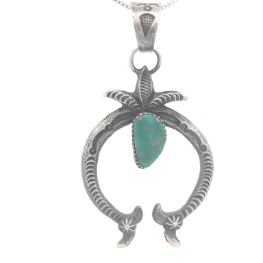 Genuine Royston Turquoise Sterling Silver Native American  Pendant