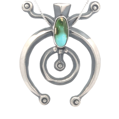 Genuine Royston Turquoise Sterling Silver Navajo Pendant