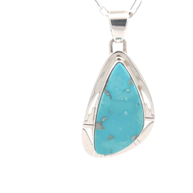 Genuine Kingman Turquoise Sterling Silver Pendant