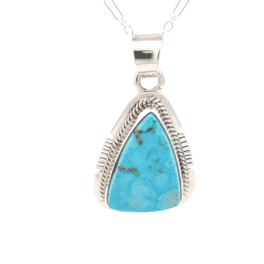 Genuine Kingman Turquoise Sterling Silver Pendant