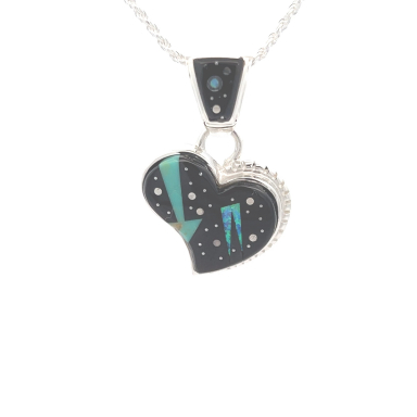 Calvin Begay Night Sky Design Sterling Silver Heart Pendant