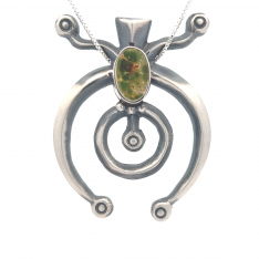 Genuine Royston Turquoise Sterling Silver Naja Pendant