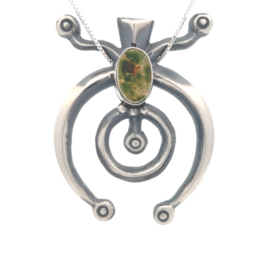 Genuine Royston Turquoise Sterling Silver Naja Pendant