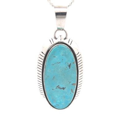 Genuine Kingman Turquoise Sterling Silver Pendant