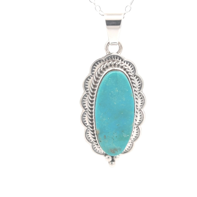 Native American Jewelry Genuine Kingman Turquoise Pendant