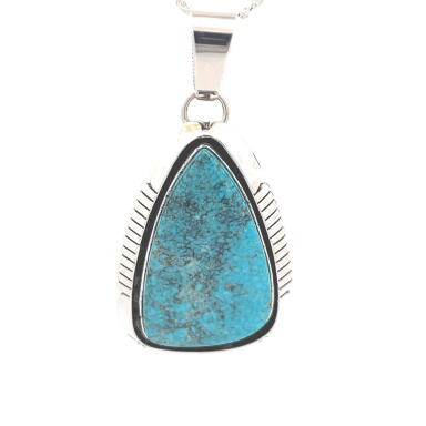 Genuine Kingman Turquoise Sterling Silver Native American Pendant