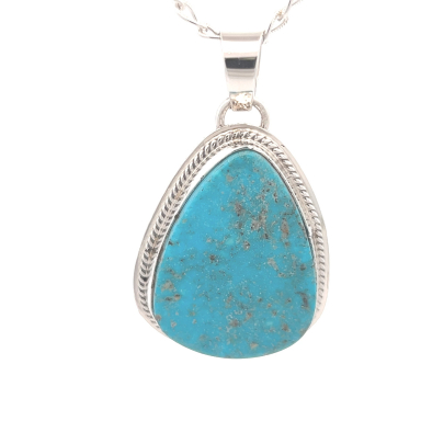 Genuine Kingman Turquoise Sterling Silver Pendant