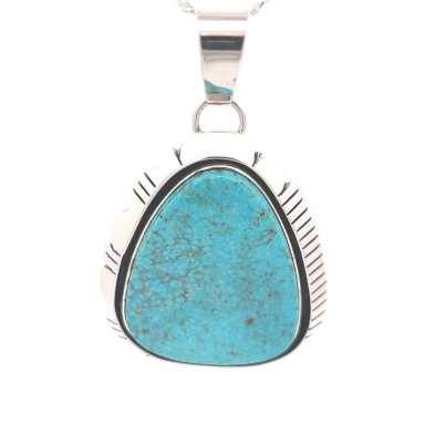 Genuine Kingman Turquoise Sterling Silver Native American Pendant