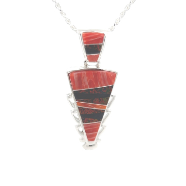 Calvin Begay Genuine Spiny Oyster Shell Sterling Silver Pendant