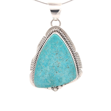 Native American Jewelry Genuine Kingman Turquoise Sterling Silver Pendant