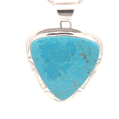 Native American Jewelry Genuine Kingman Turquoise Pendant