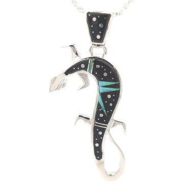 Calvin Begay Night Sky Sterling Silver Gecko Pendant