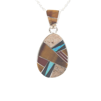 Navajo Artist Calvin Begay Sterling Silver Genuine  Picture Jasper Pendant